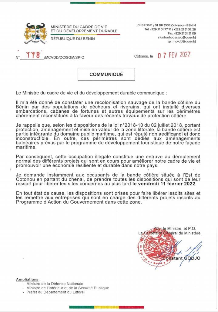 Voici le communiqué Voici le communiqué