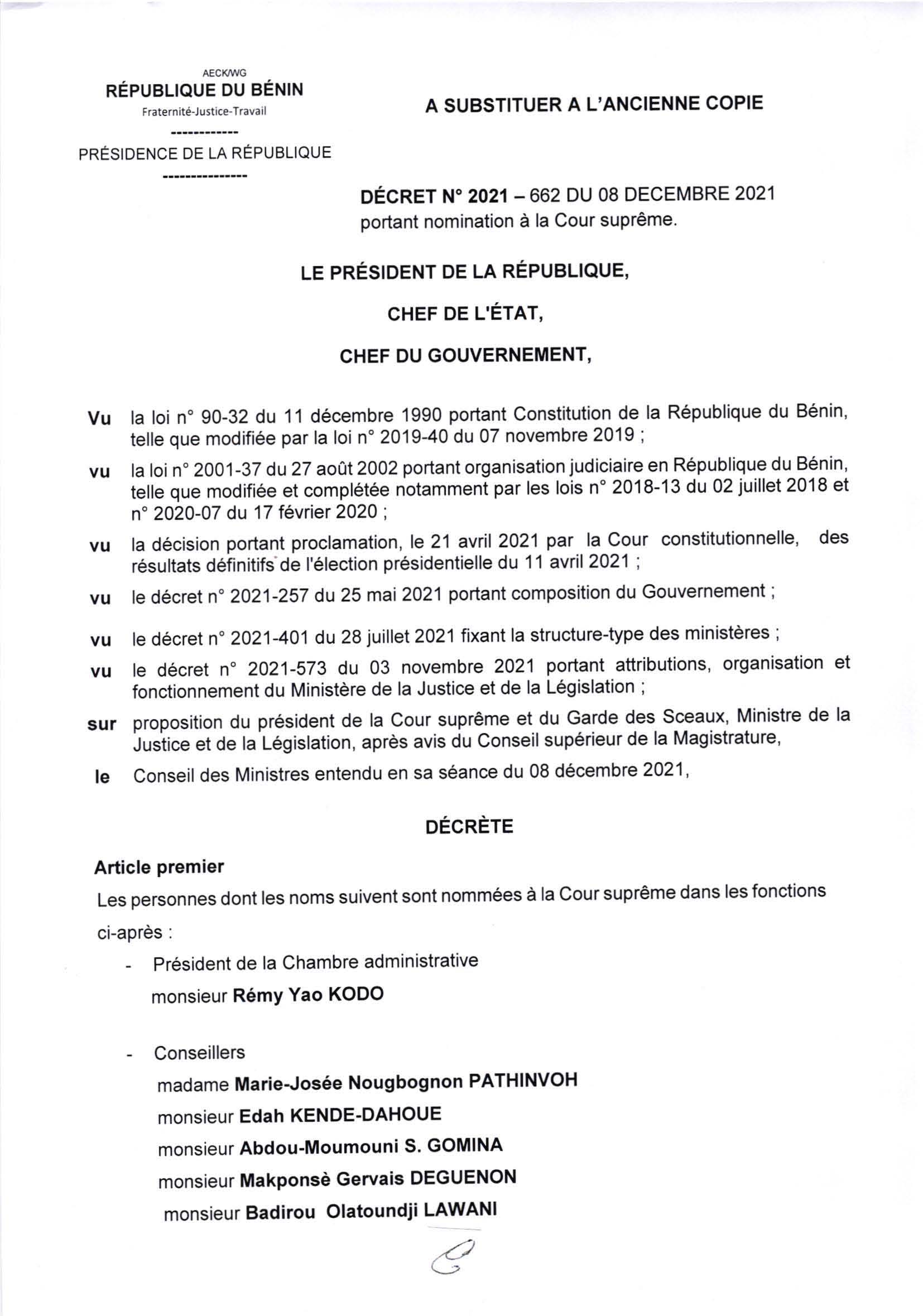 voici le décret de nomination voici le décret de nomination