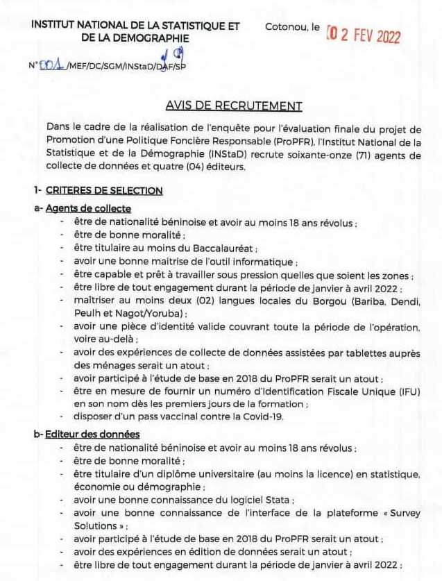 Voici les critères et profils recherchés