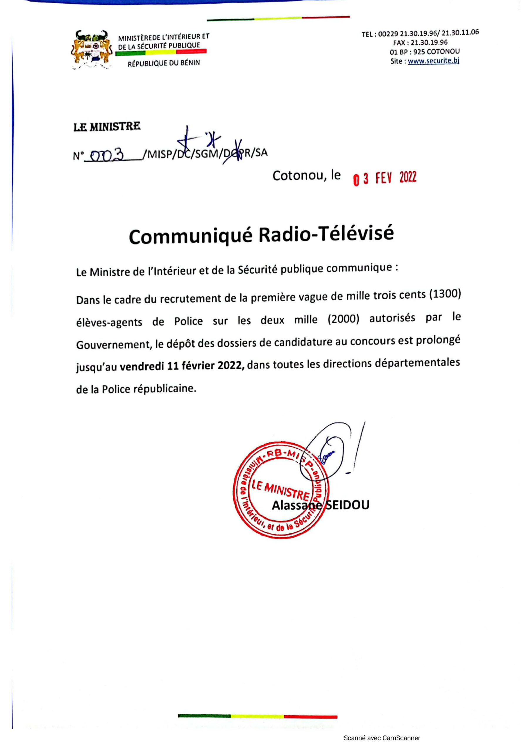 voici le communiqué