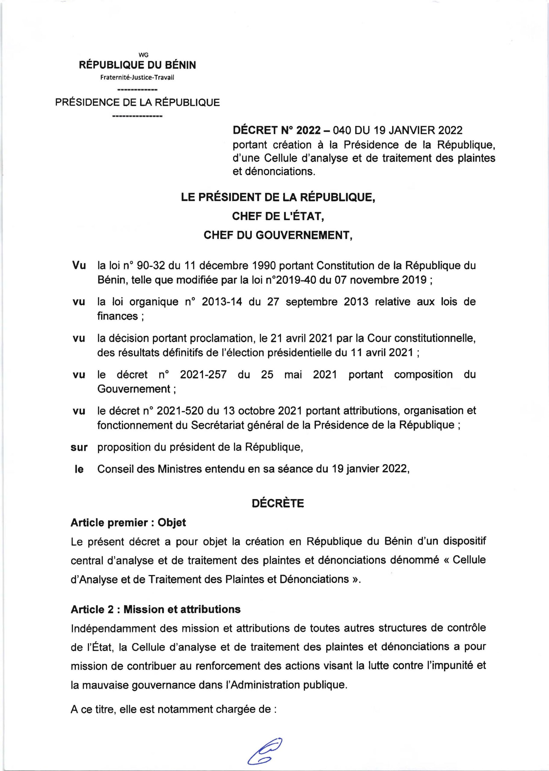 voici le décret