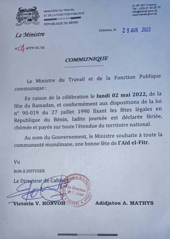 Voici le communiqué Voici le communiqué