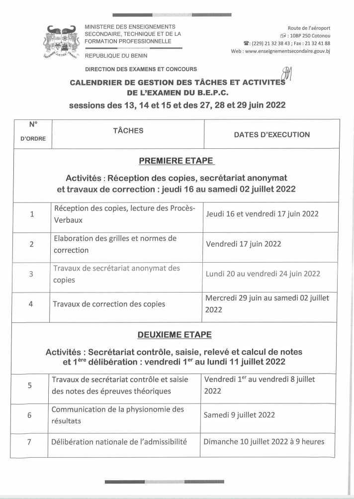 BEPC 2022 : correction, délibération, proclamation des résultats, tout sur le reste du calendrier