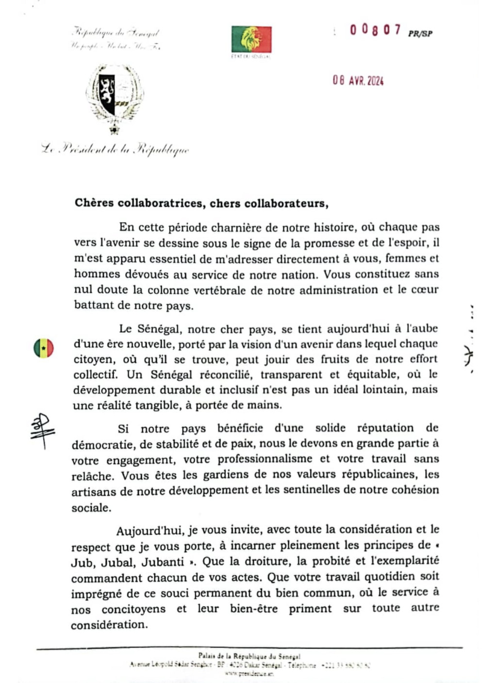 Sénégal : le Président Bassirou Diomaye Faye écrit à tous les fonctionnaires, ce qu’il demande