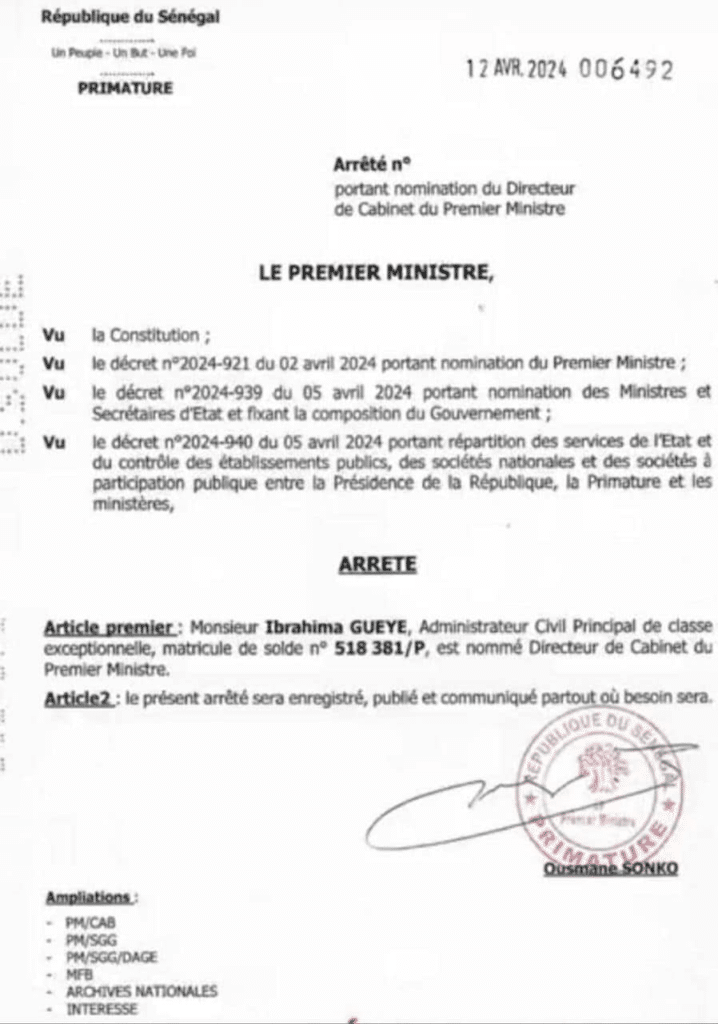 Sénégal : voici le premier proche collaborateur d’Ousmane Sonko à la Primature