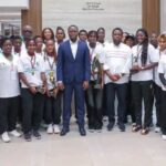 Handball : les Amazones, championnes de l’IHF Trophy, reçues par Benoît Dato